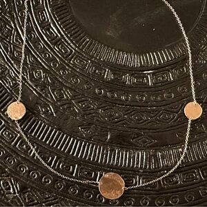 16 inch silver chain with copper discs x3